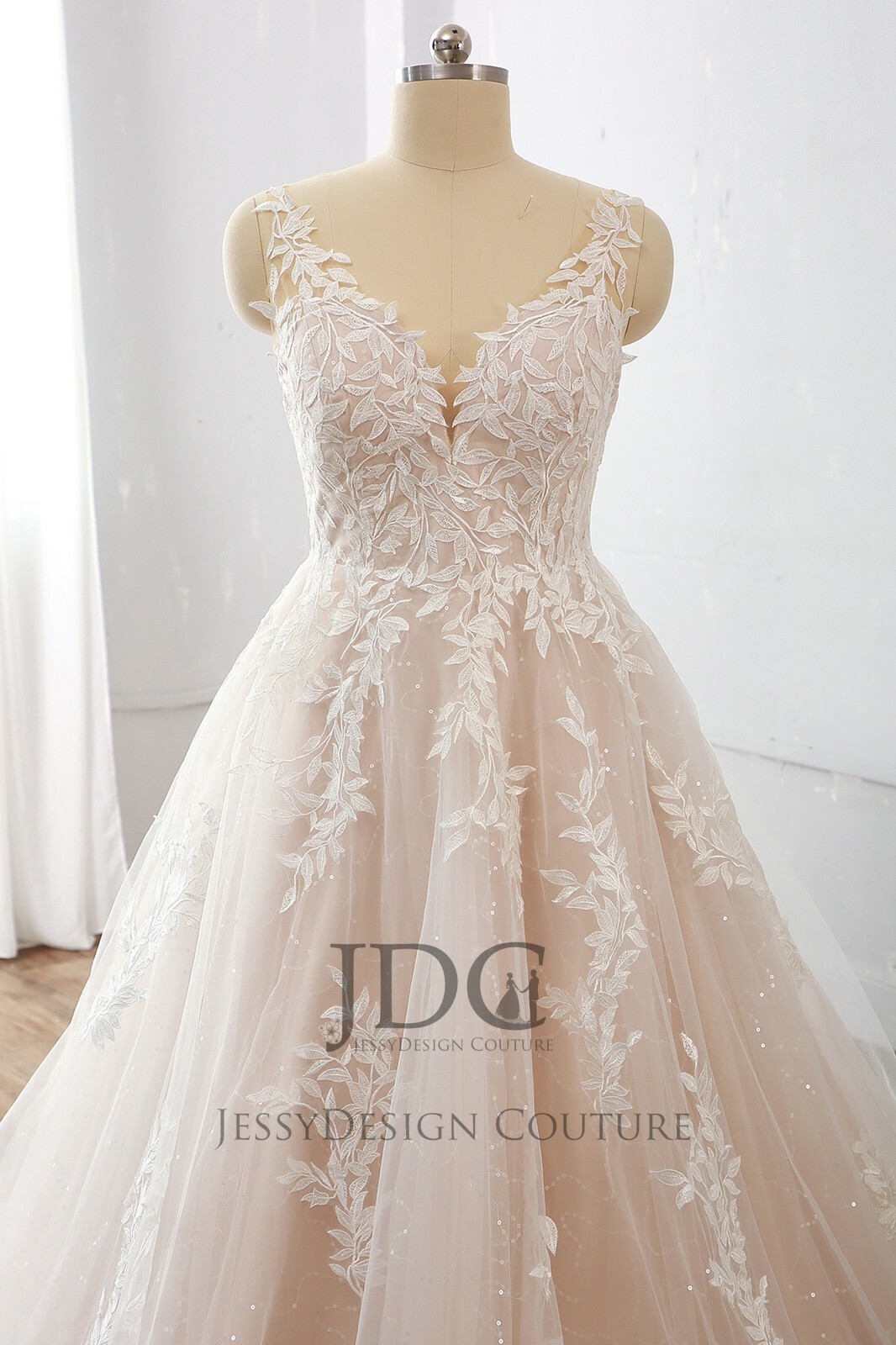 Top Quality Sequins Lace Wedding Dress Bridal Gown 4-28W Plus Blush Backless