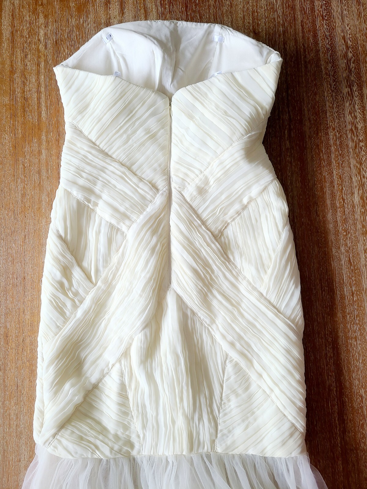 NEW Jarlo Felicity Ivory Ruched Tulle Dress 8P Petite Wedding Strapless white