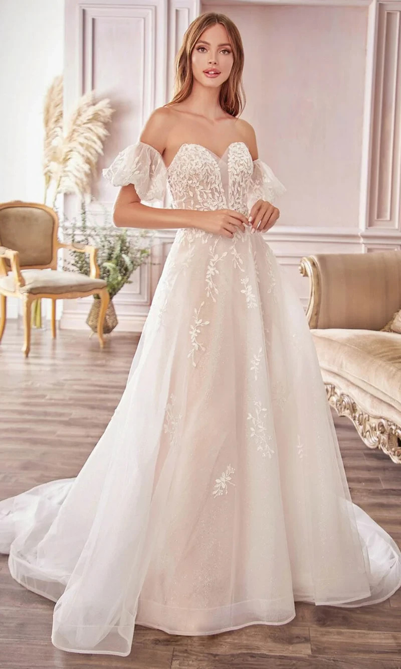 $700 Andrea and Leo A1014 Off Shoulder Puff Bridal Gown