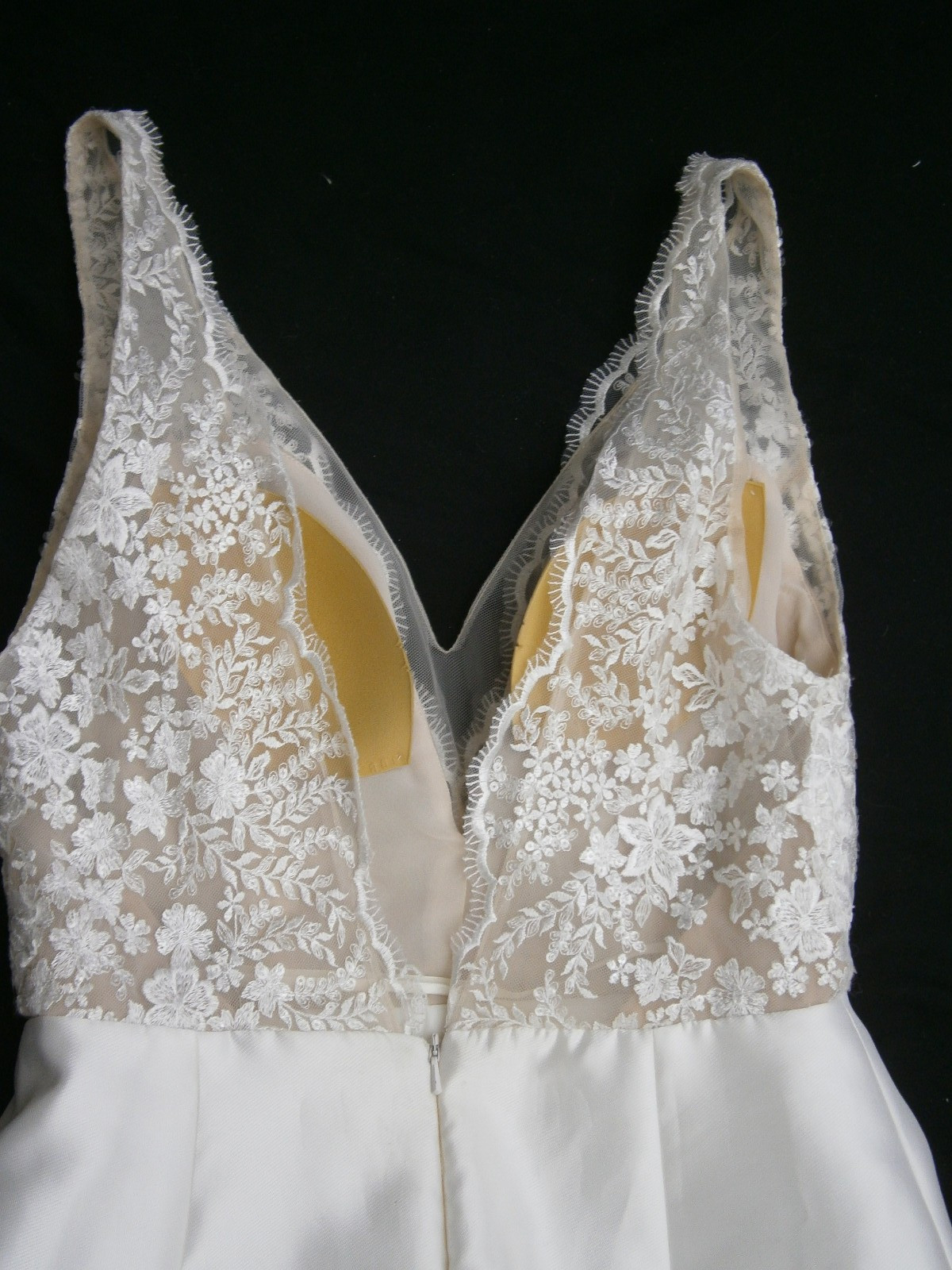 Tara Keely Mia Wedding Dress 0-6 Mikado Fit & Flare Lace V Bodice Low Back