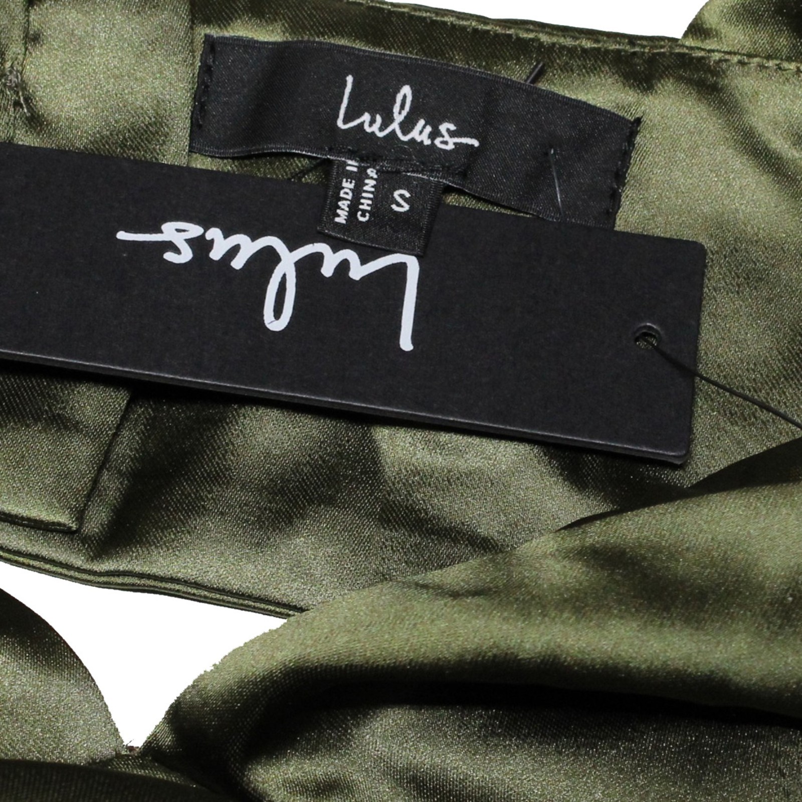 Lulus Unmatched Elegance Olive Satin Feel Sleeveless Mini Dress Small NWT