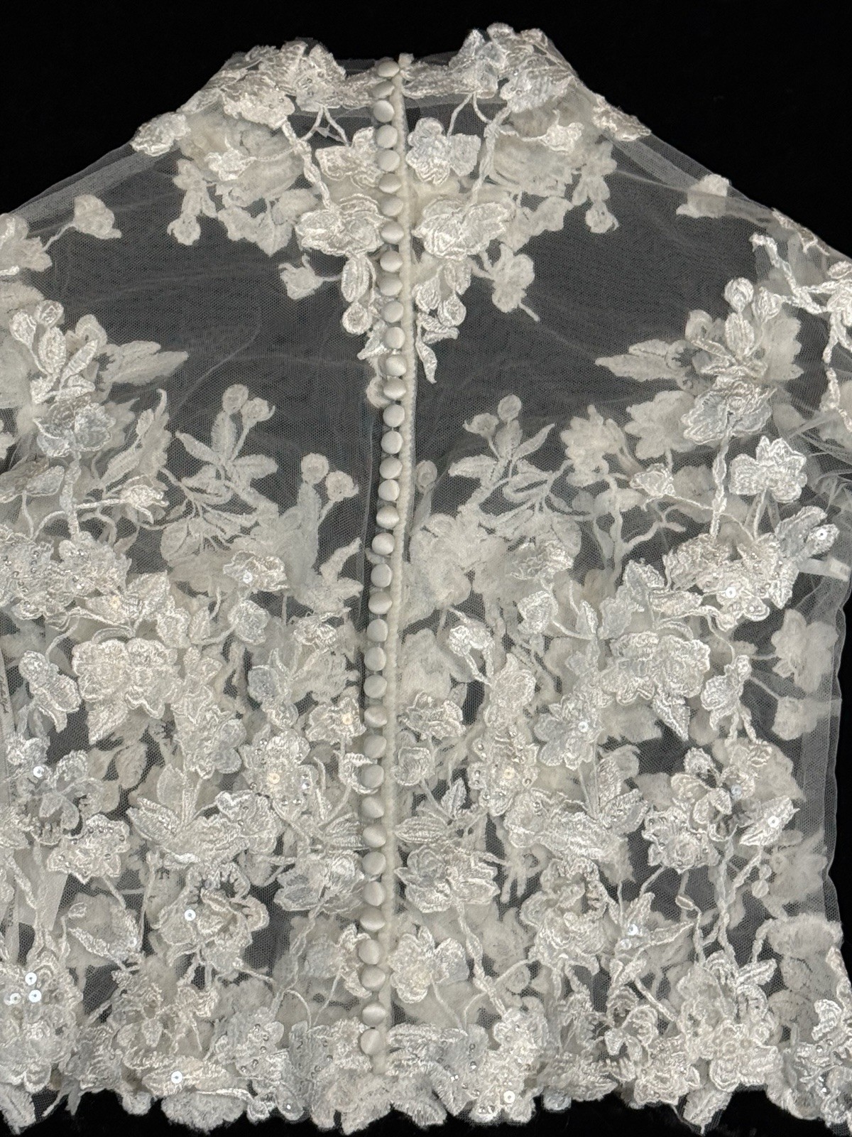Martina Liana long sleeve floral lace jacket bolero topper Sheer As Is Sz 12