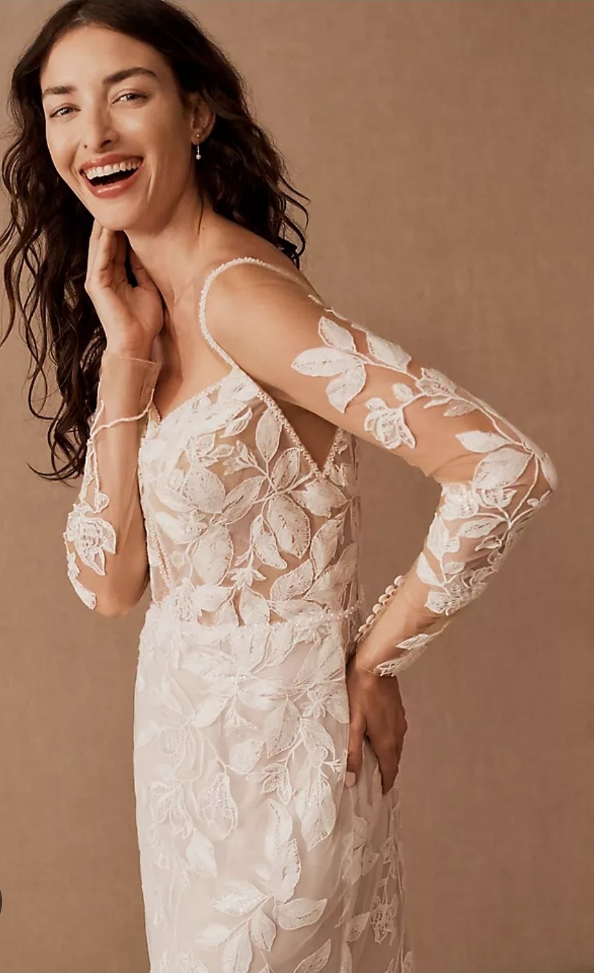 NWT $2815 Wtoo Watters Paloma Ivory Long Sleeve Lace Fit Flare Wedding Dress 12