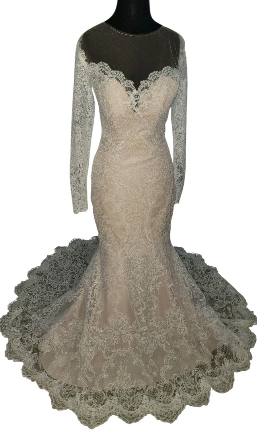 WATTERS IVORY LACE MERMAID WEDDING GOWN WOMENS SIZE 4