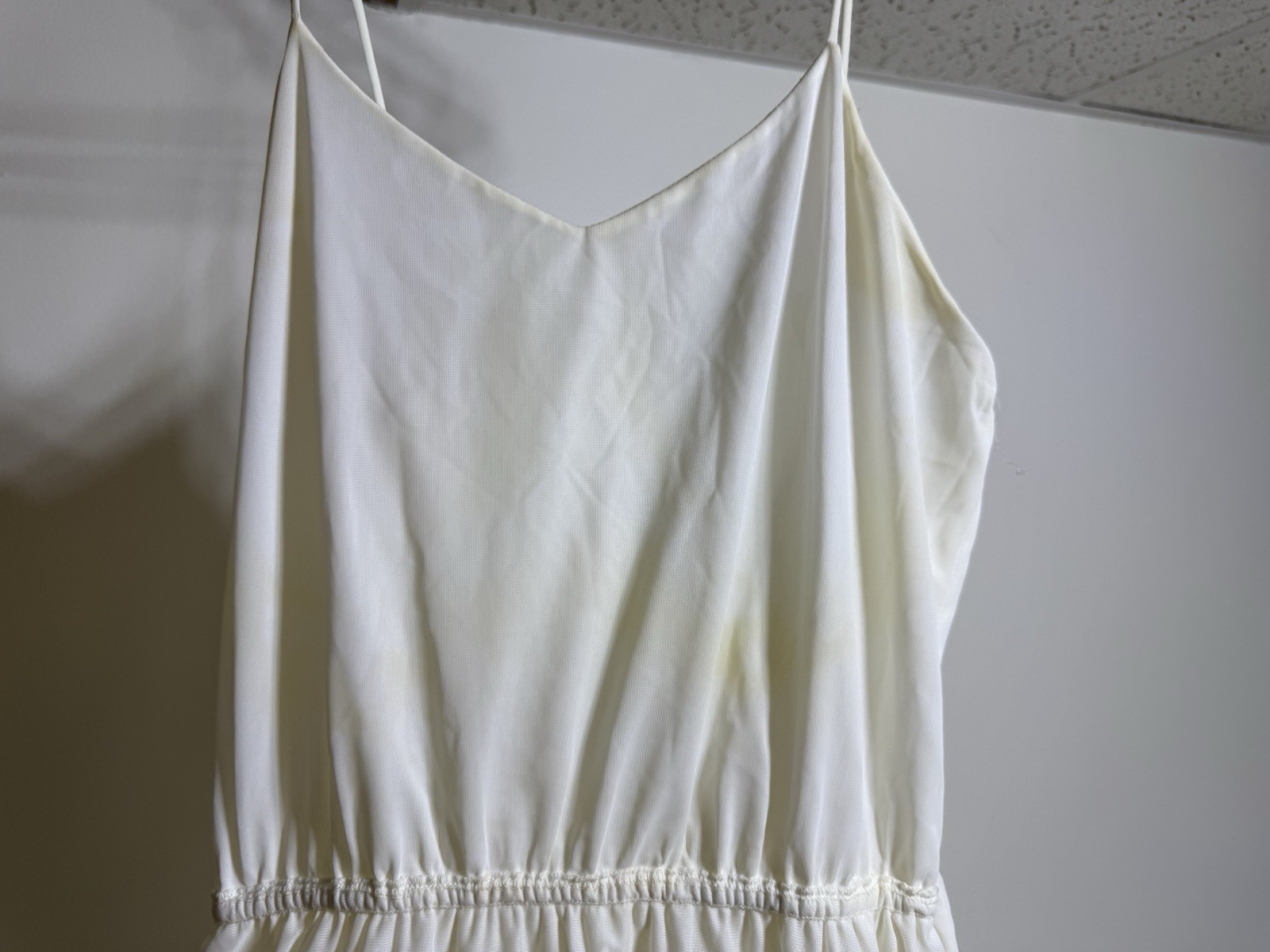 Vintage Wedding Dress Off White Lace Tier Puff Ruffled Sleeve No Tags?