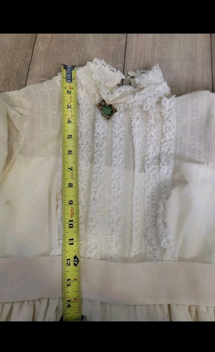 VTG Edwardian Revival Wedding Dress – High Neck Lace Long Sleeve Prairie Gown W6