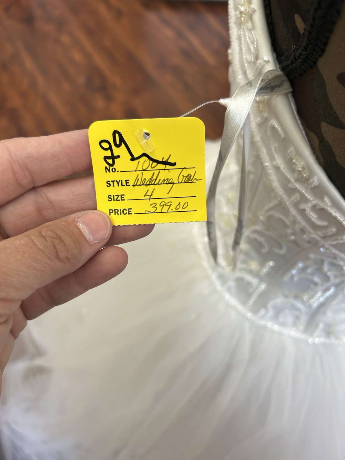 Michelangelo Wedding Dress Beaded and Sequin Straps Tulle Beaded Bodice Size 4