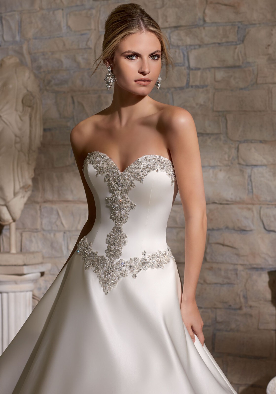 Gorgeous A-Line Luxe Satin Wedding Dress by Mori Lee Ivory size 10 NWT