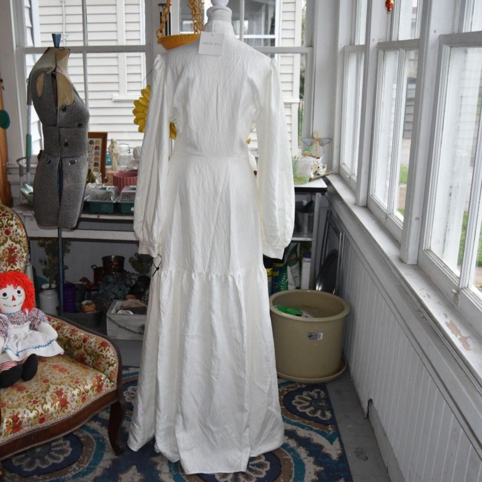 Designer Madeleine Simon White Rayon Blend Wrap Maxi Dress NWT Small Bridal Boho