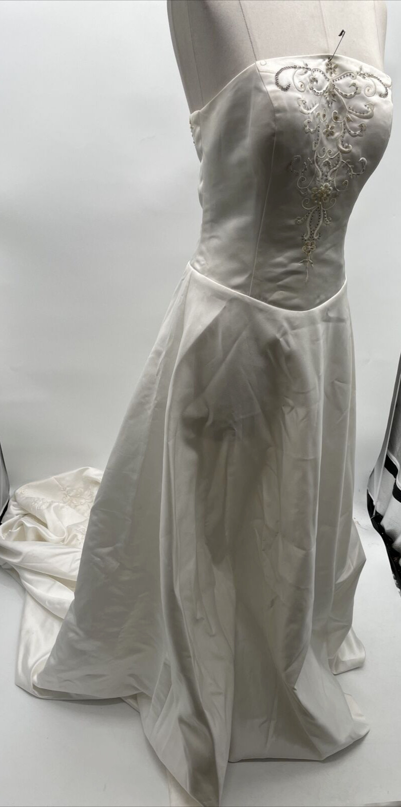 Women’s Strapless Boat Neck White Wedding Dress Bridal Gown Custom Size
