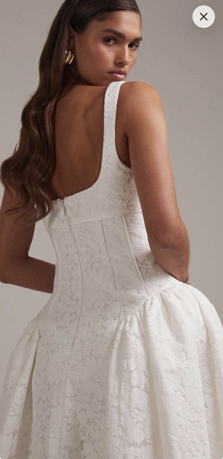 ASOS Ivory Lace Wedding Dress 10 Regular Sleeveless Square Neck A-Line Long