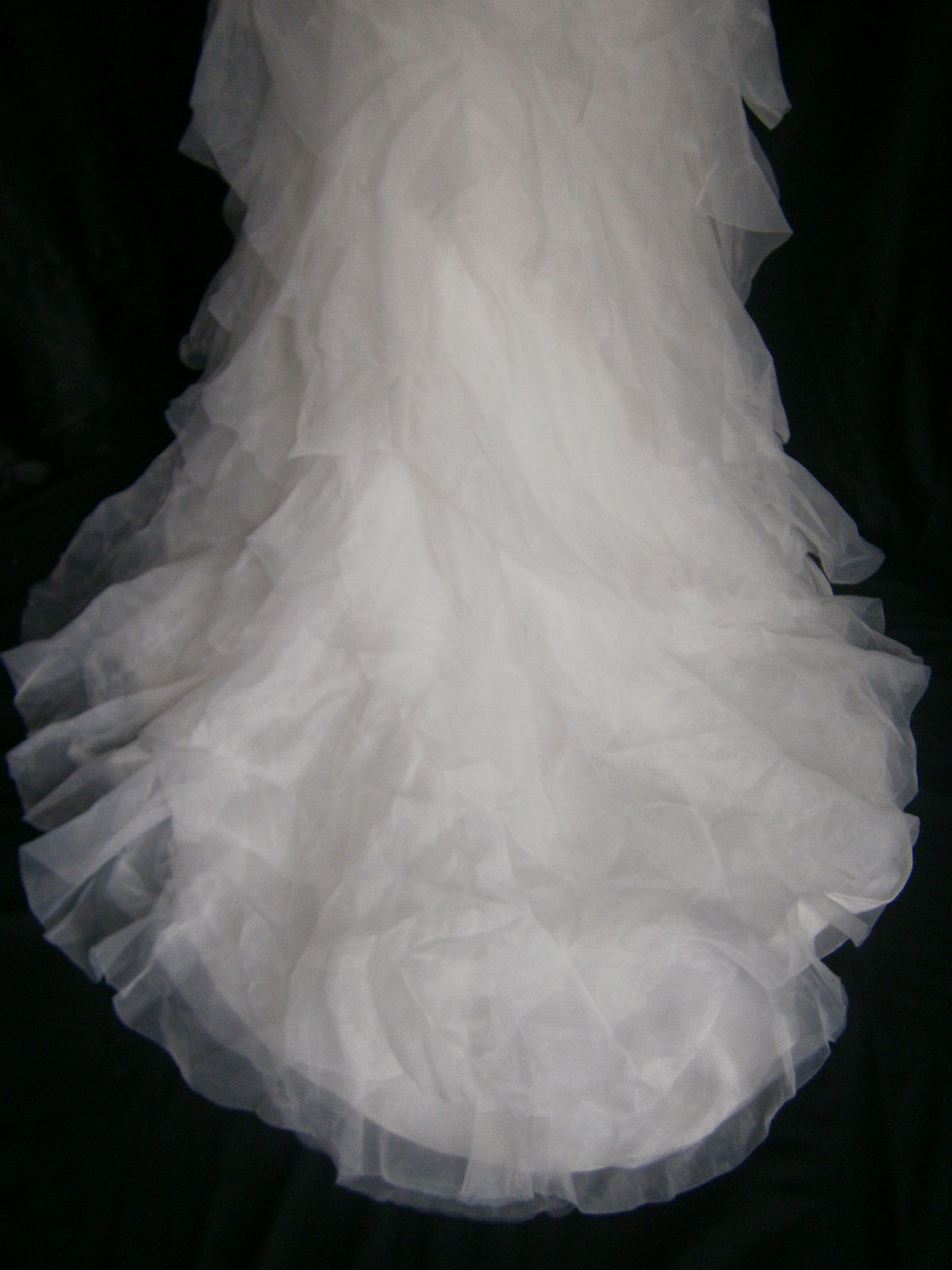 Anjolique Wedding Dress 8 Off-White Organza Ruffles Bling Tulle Straps Roses Bow