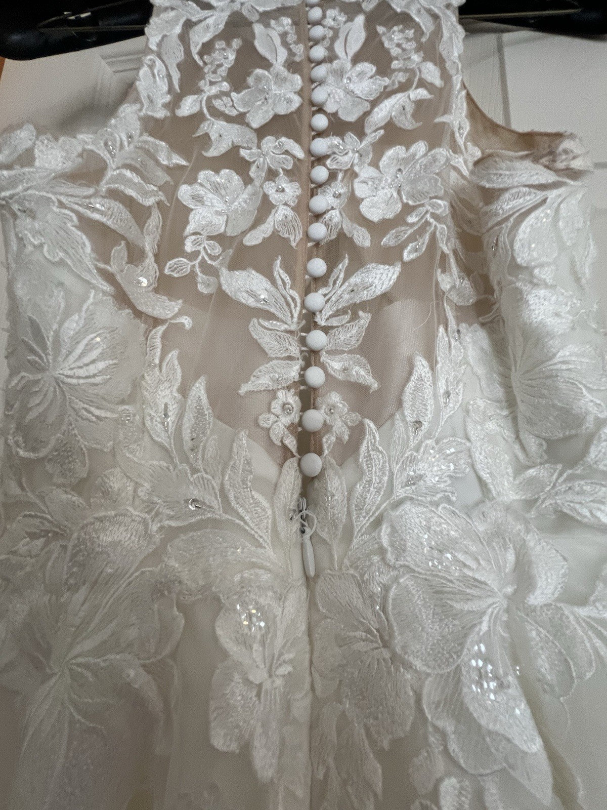 Oleg Cassini White Lace Sleeveless High Neck Wedding Dress