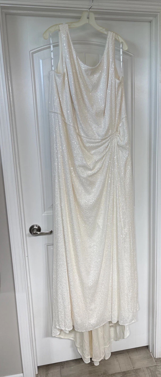 David’s Bridal Sequin A-line Scoop-Back Sequin Wedding Dress In Ivory