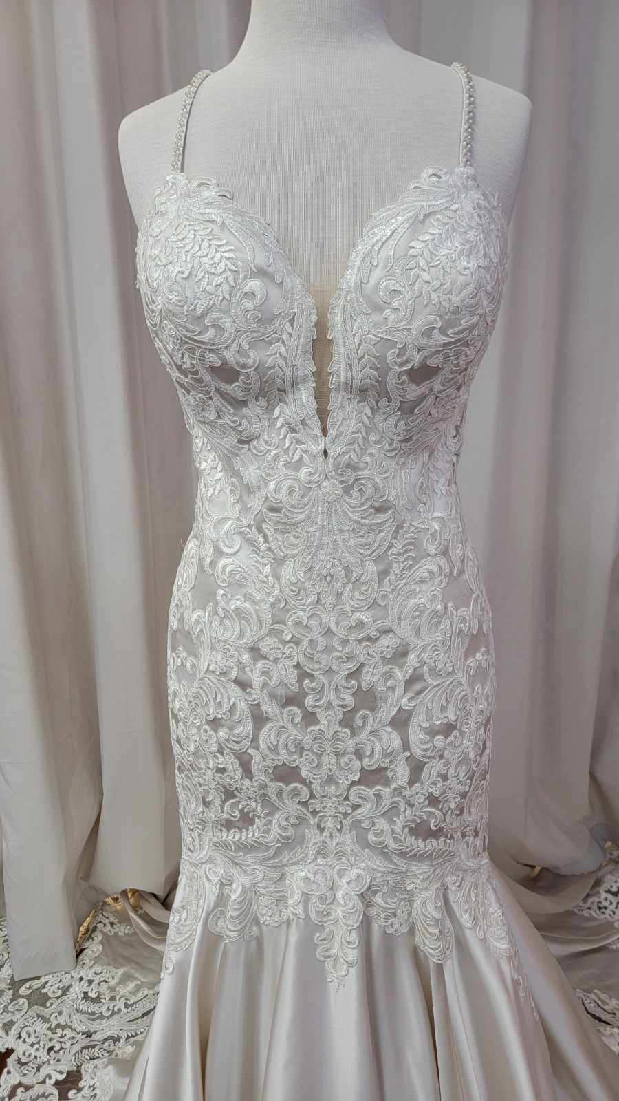Morilee Bridal Mermaid Satin Lace Wedding Dress 2121 Sinead Ivory Candlelight 12