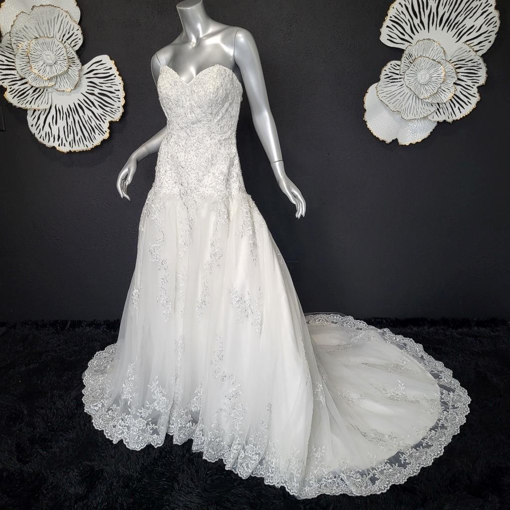 NWT~$1599~DA VINCI~SZ 6~IVORY STRAPLESS EMBELLISHED BALL GOWN WEDDING DRESS
