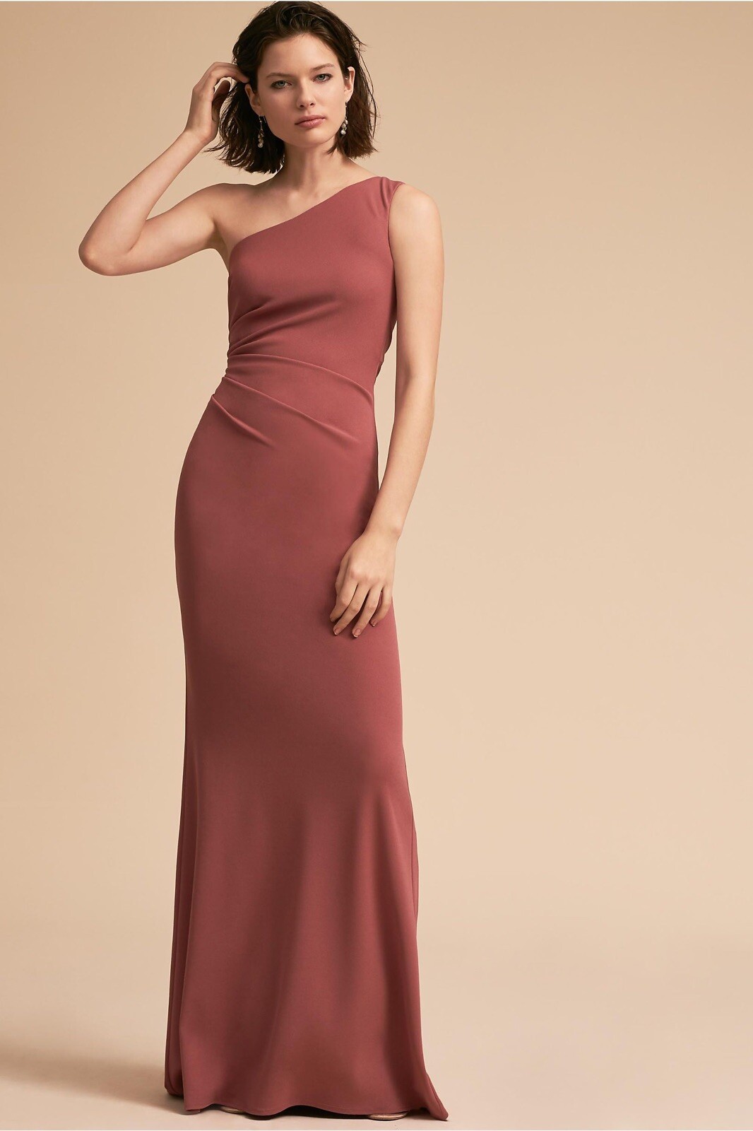 BHLDN Katie May Size 18 Pink Gwyneth One Shoulder Column Full Length Gown Dress