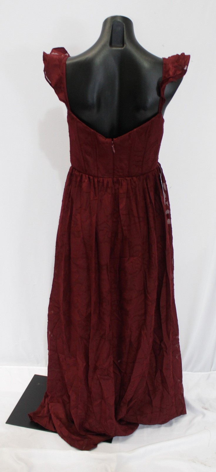 Azazie Women’s A-Line Ruched Floral Burnout Dress AP2 Cabernet Size: A6 NWT
