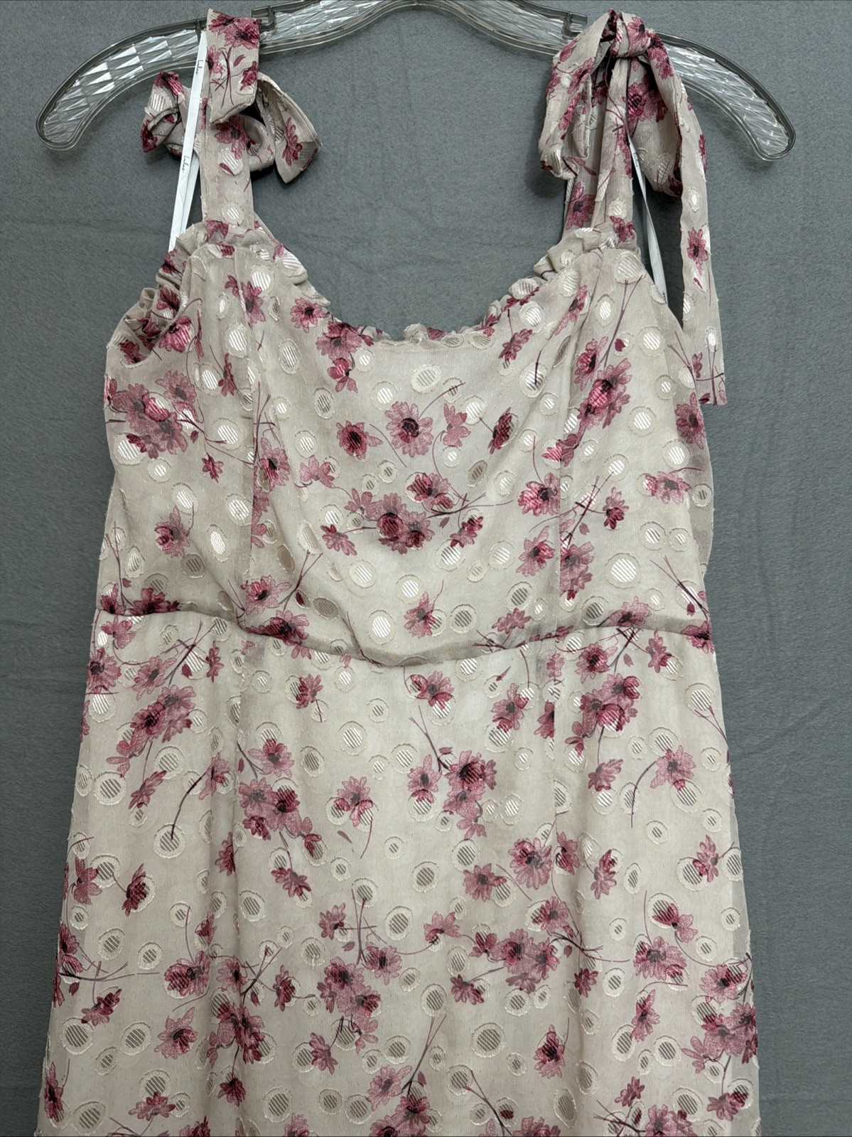 Lulus Pink Floral Midi With OverlayCottage Core Fairy Core FlowyWhimsical.