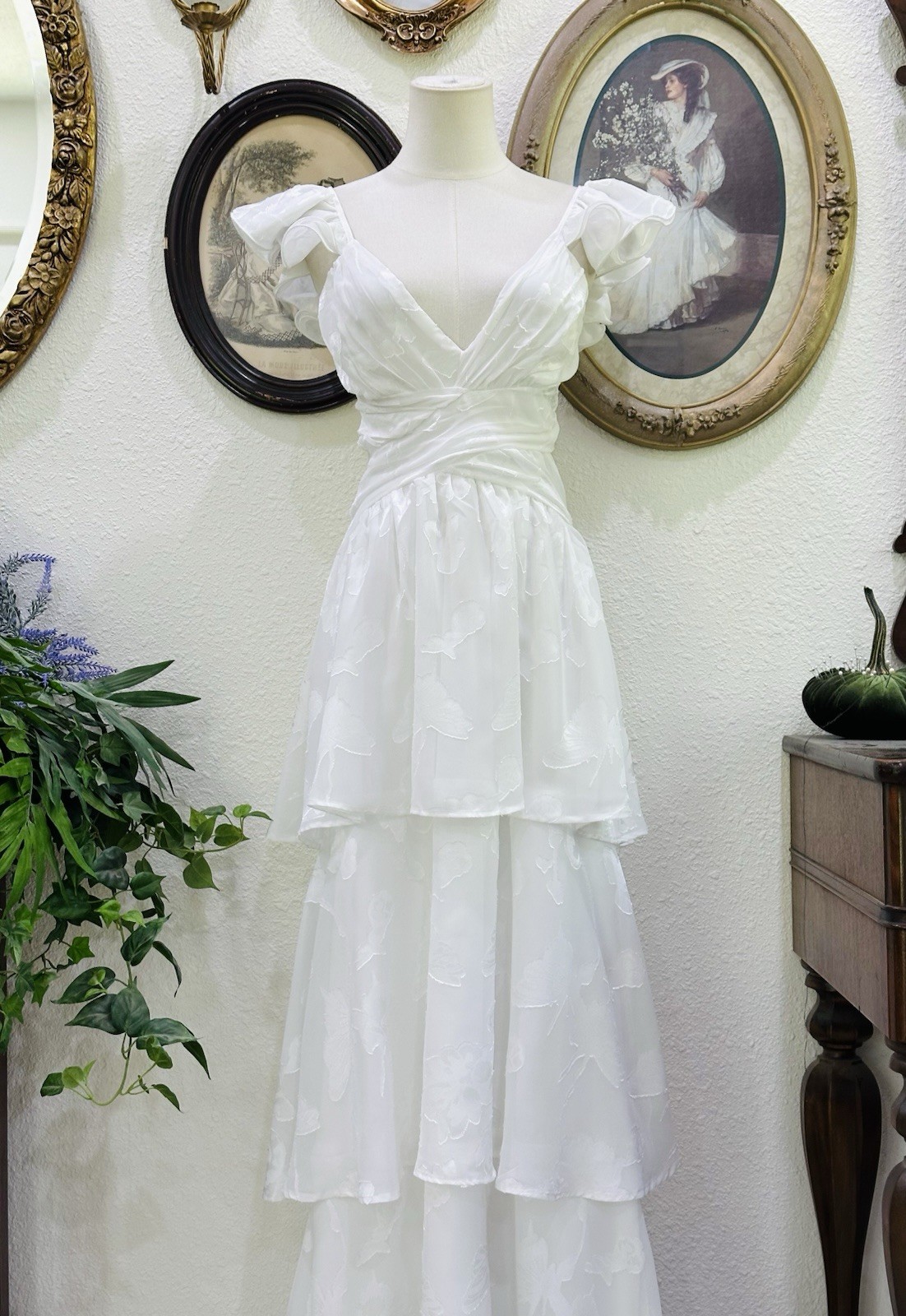 Romantic White Ruffle Dress | Cottagecore Bridal Dress | Beach Wedding