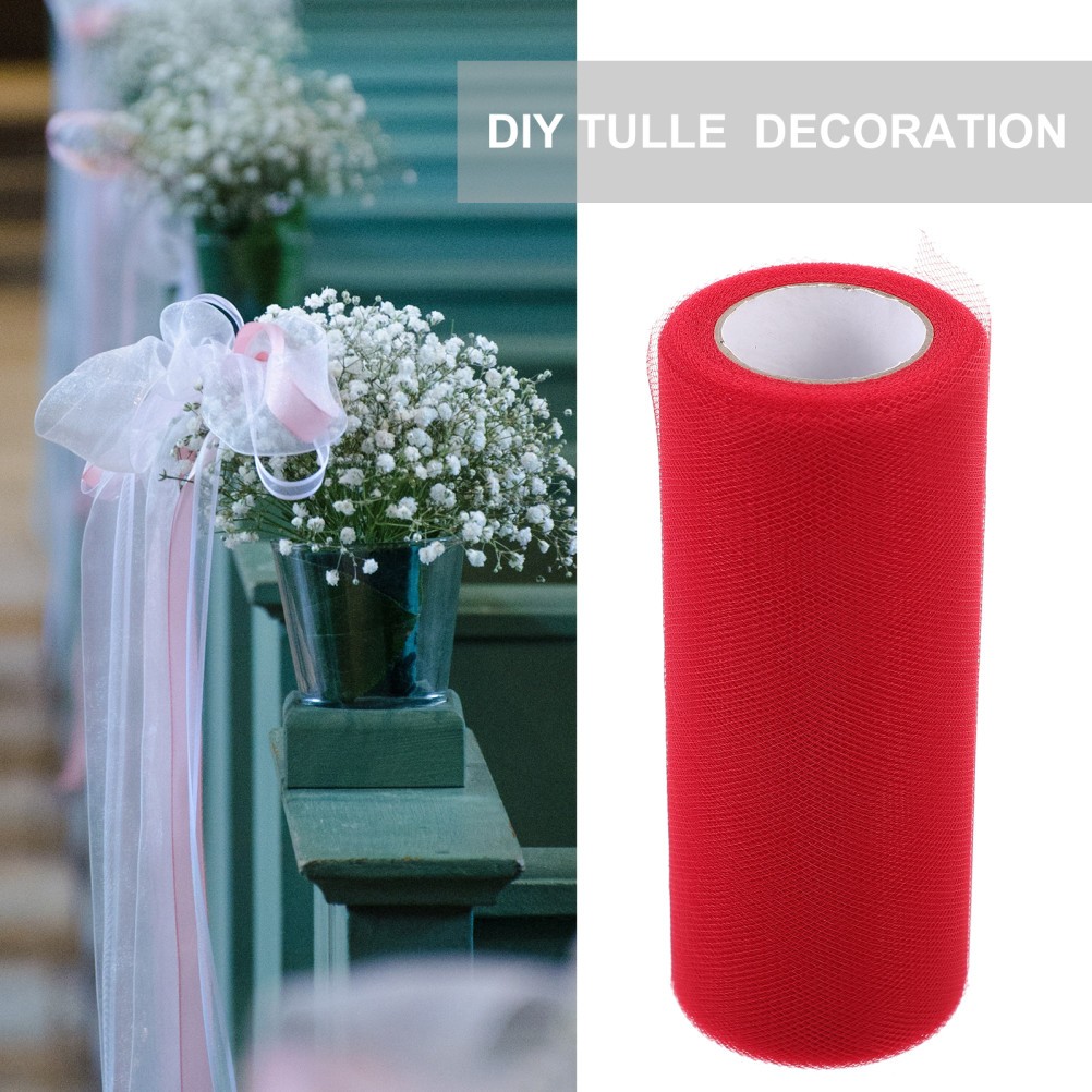 Polyester Red Tulle Roll 22M for Wedding and Event Room Decoration