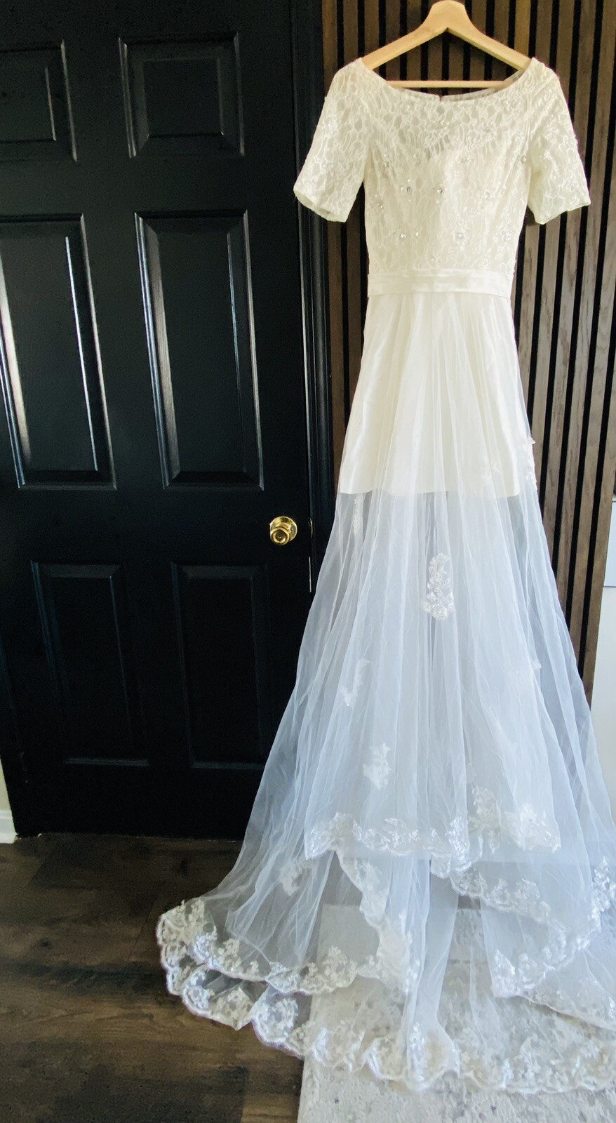 wedding dress mermaid Veil Tail See Thru. Brand New No Tag.