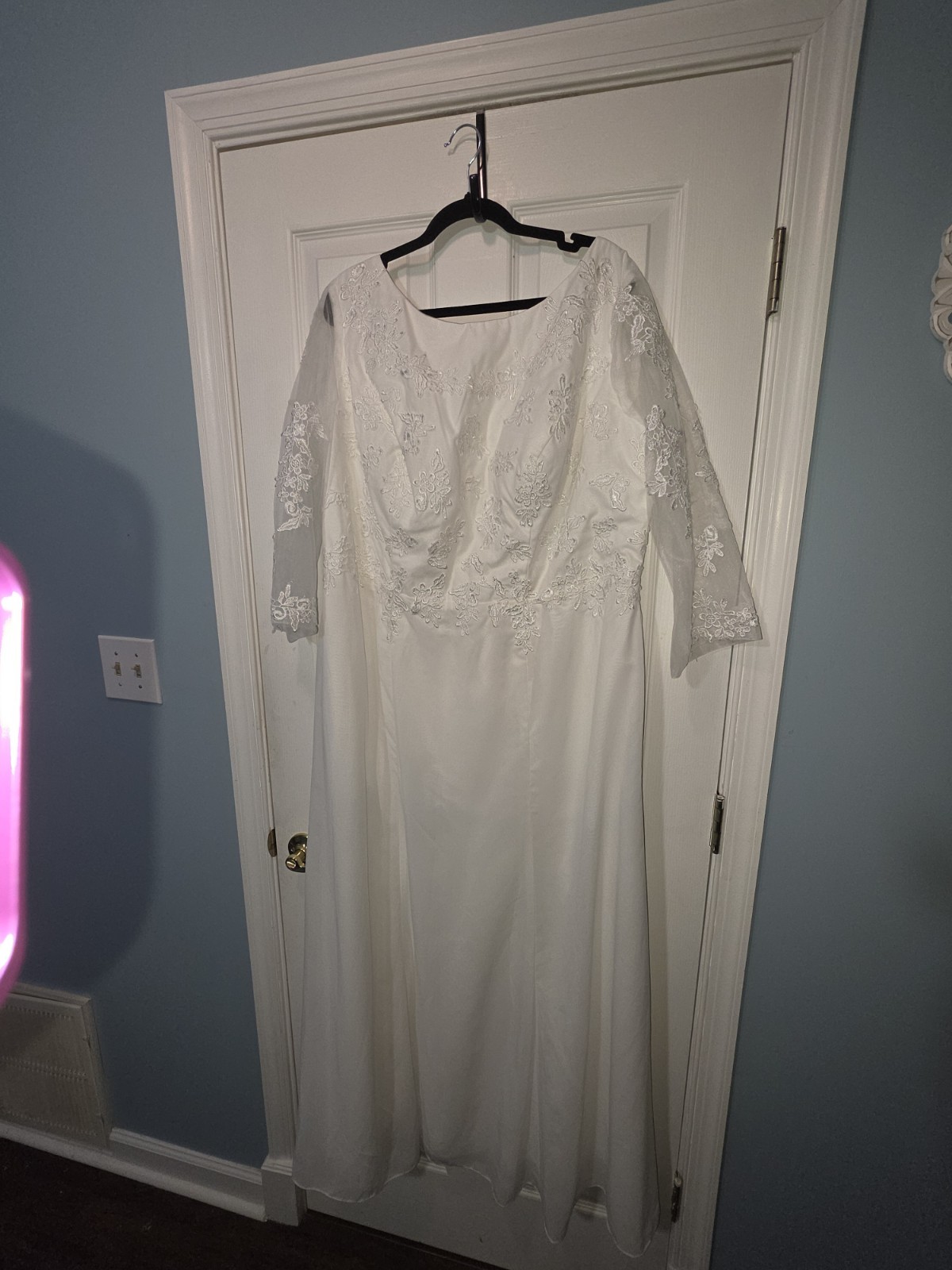Elegant White Chiffon Wedding Dress 20 Floral Lace Applique Long Sleeve…