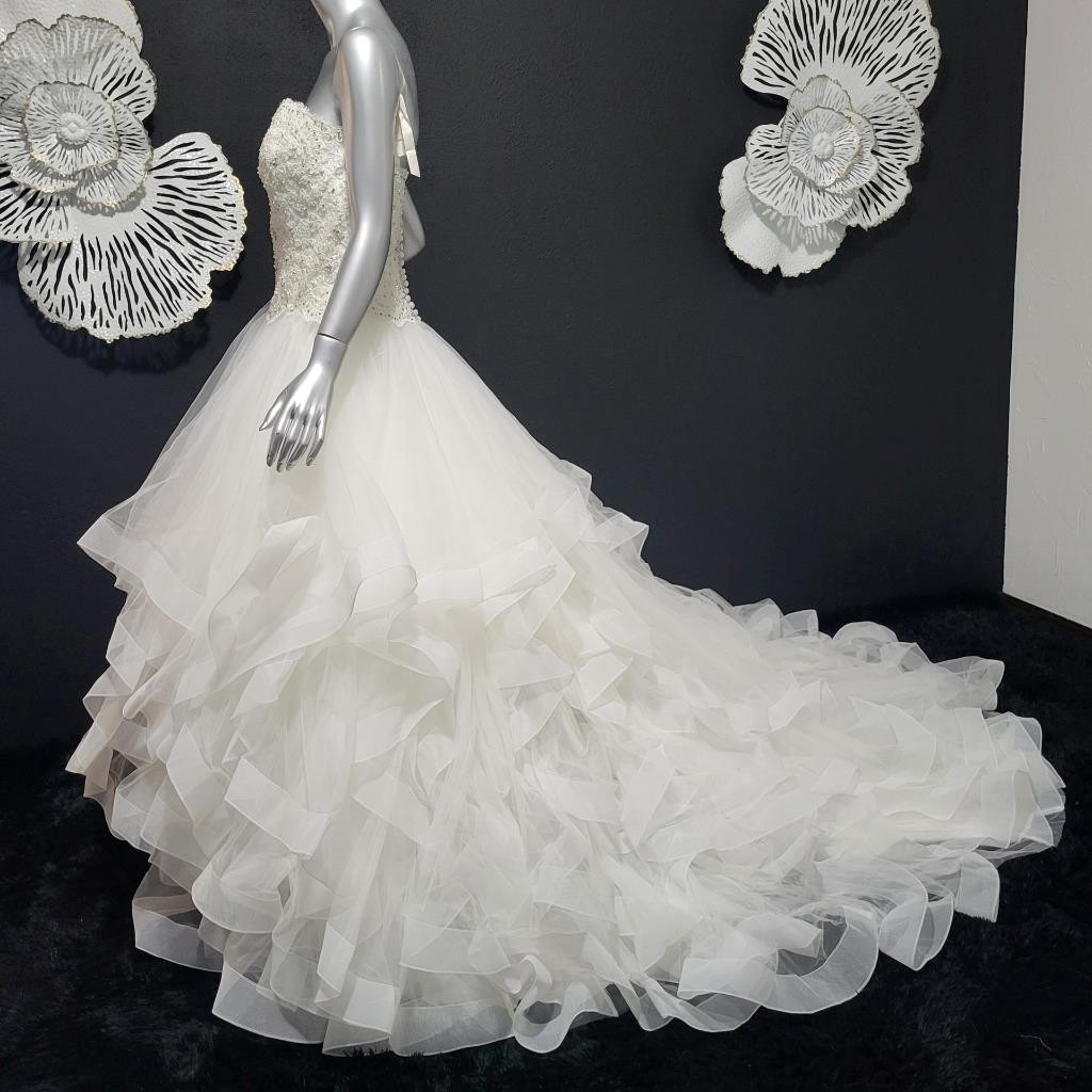 NWT~$2250~MORILEE~6/8~IVORY EMBELLISHED STRAPLESS FIT & FLARE WEDDING DRESS