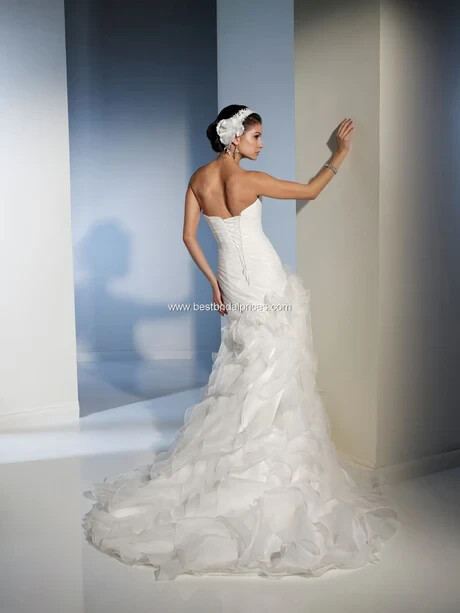 Sophia Tolli Ivory Strapless Pleated Floral Wedding Gown Dress Size 8 $1050
