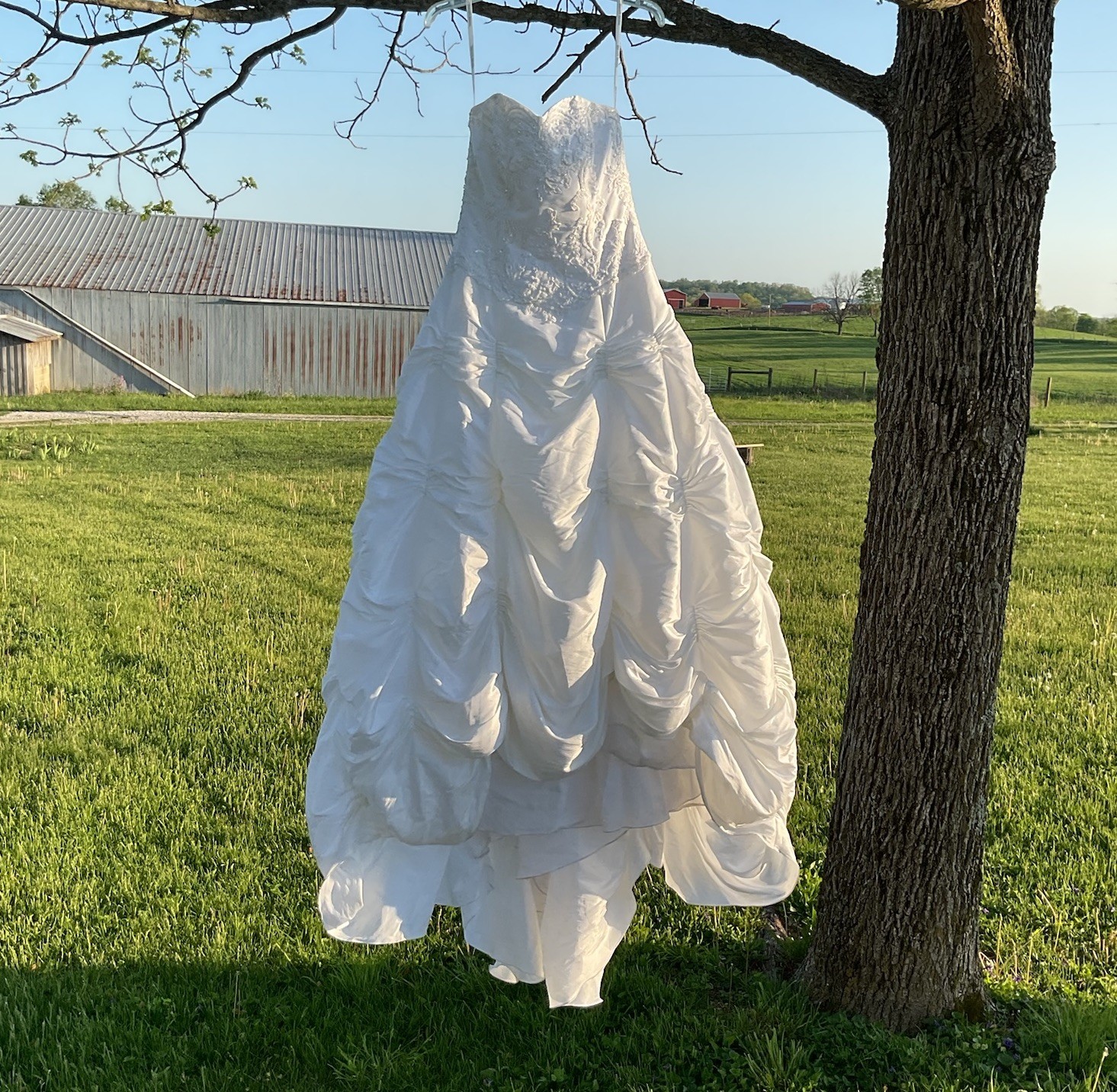 David’s Bridal T9252 Wedding Dress Strapless Pick-Up Ball Gown White Size 10