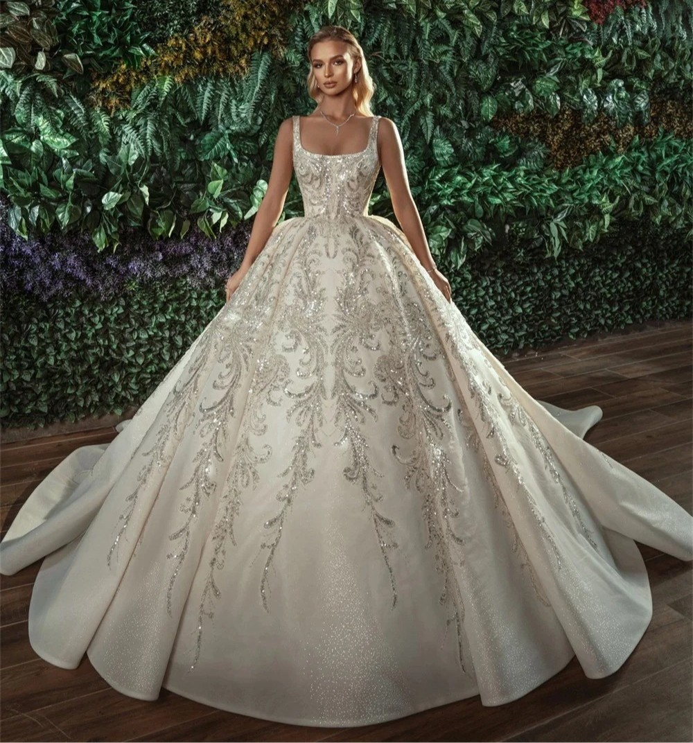 Spaghetti Strap Wedding Dresses Tulle Bridal Gown Formal Dress Floor-length