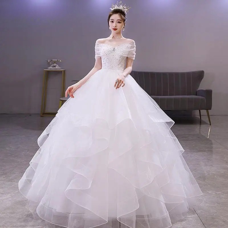 Y&m Novias Fashion Sweet Light Wedding Dress With Sleeve For Bride Gowns