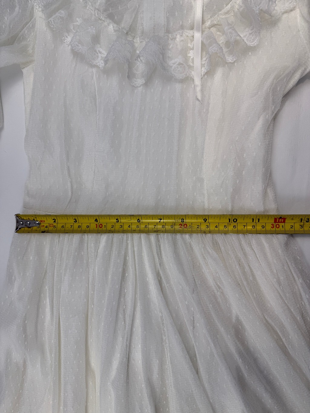 Vintage 70’s Tiered Lace High Neck Wedding Dress Ivory Handmade Boho size S