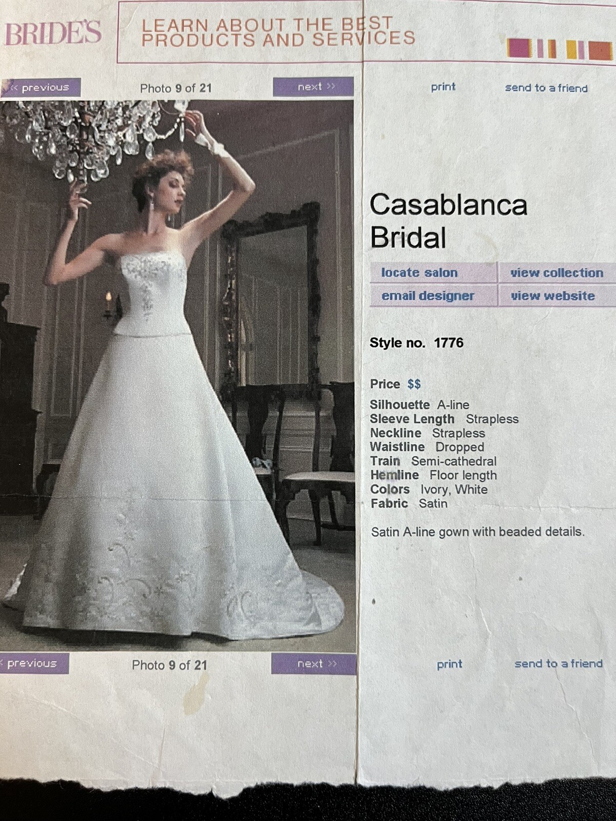 Casablanca Ivory Strapless Aline Wedding Bridal Dress Gown Size 8 Style 1776