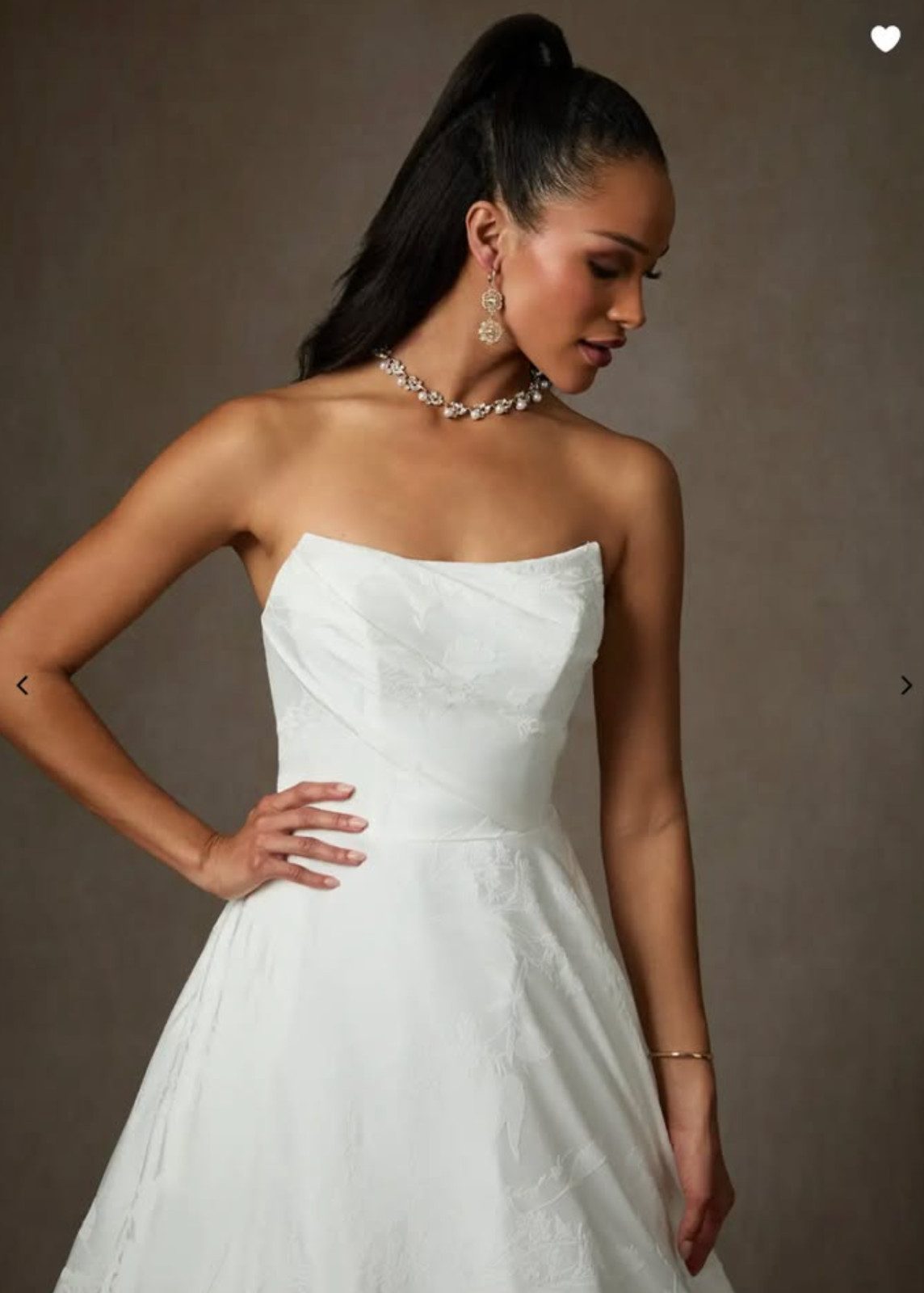 NWT! Gorgeous Floral Jacquard Wedding Dress – Size 18 – White – Strapless