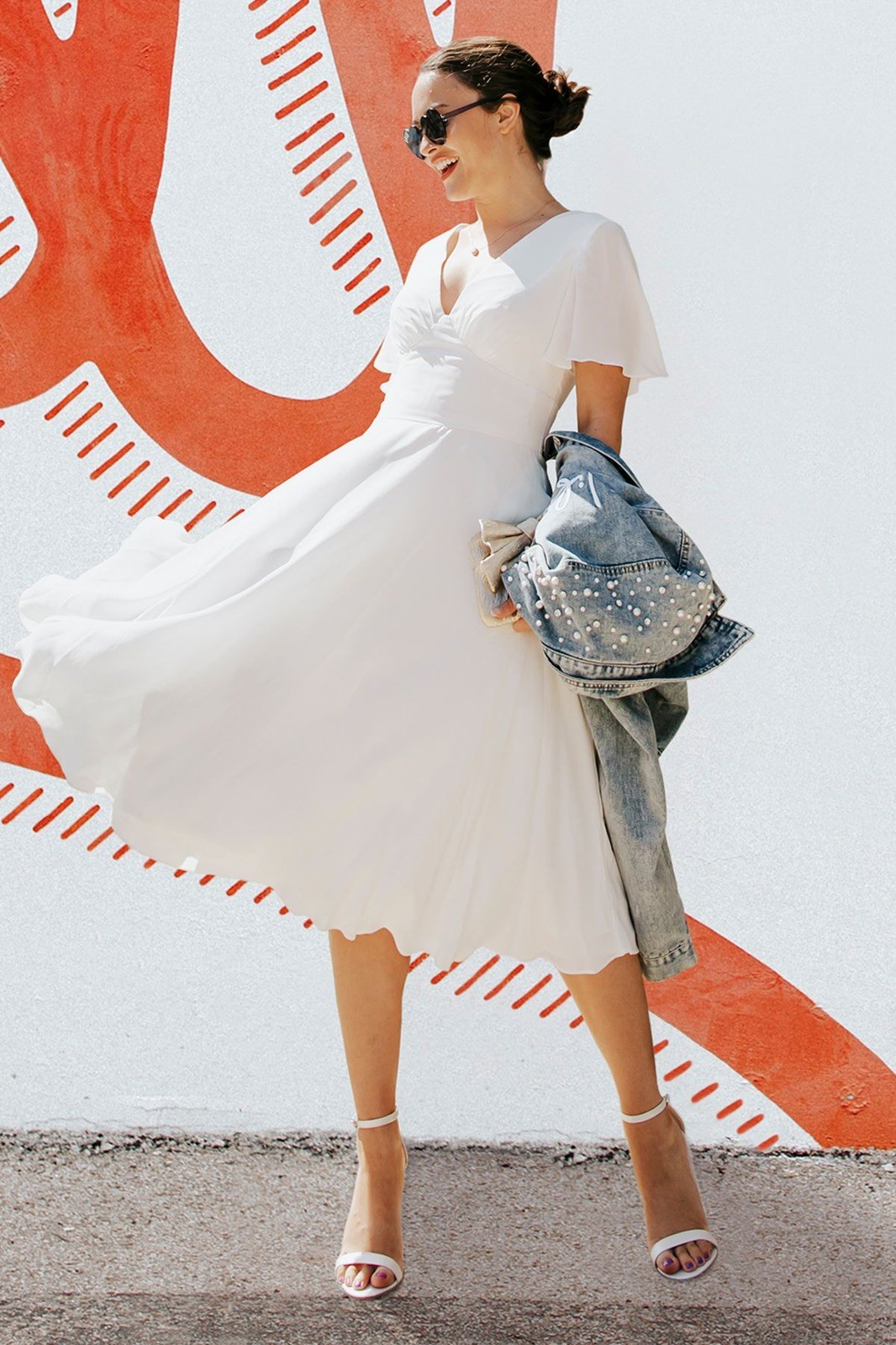 David’s Bridal Chiffon Flutter Sleeve Midi-Length Dress STYLE# SDWG1047 Size 14
