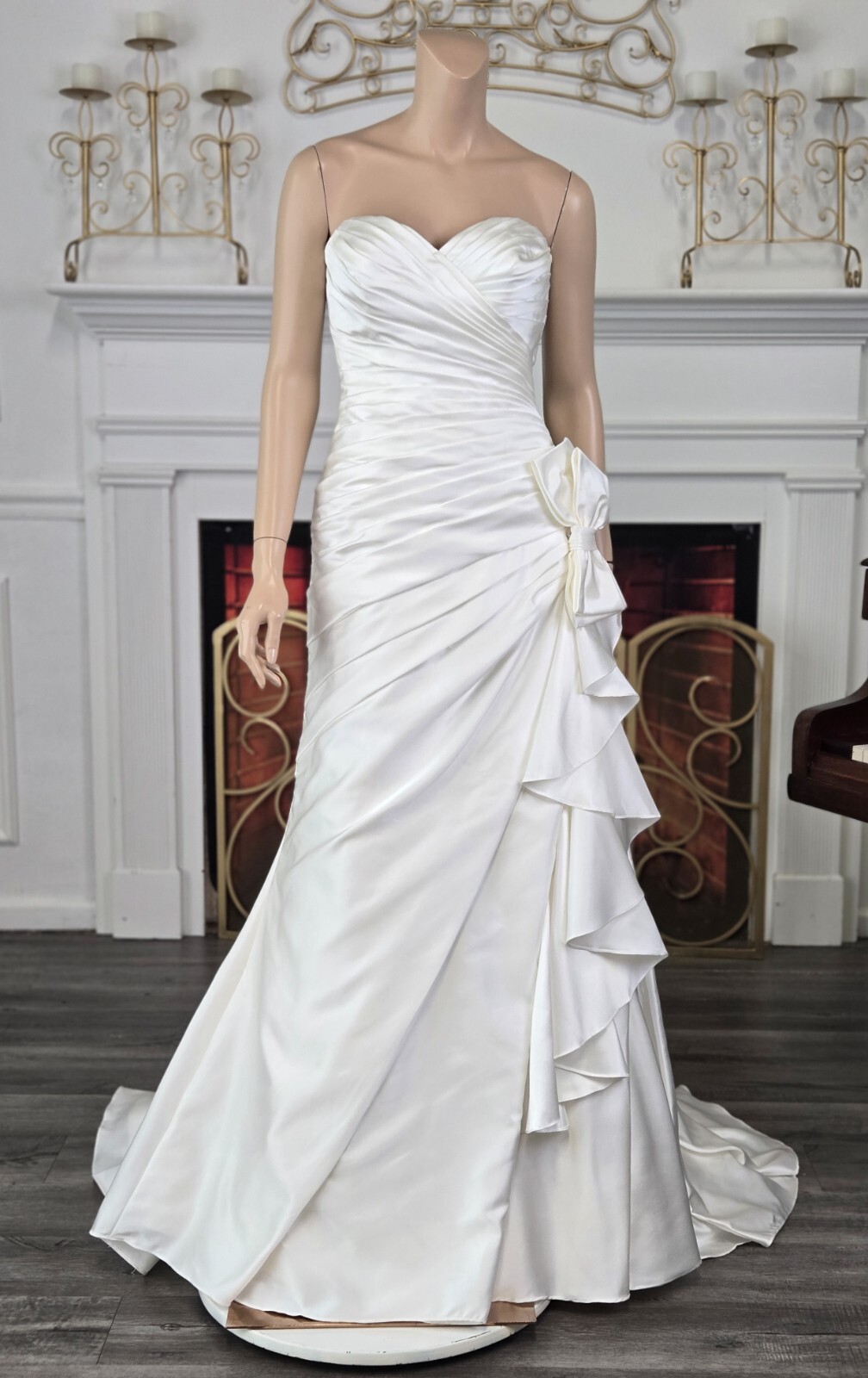 Madeline Gardner 38027 Off White Satin Bow Detail Wedding Dress sz 6