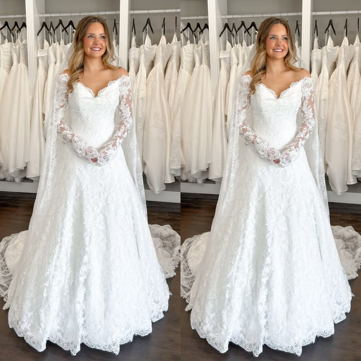 Lace Wedding Dresses with Cape White Ivory Off Shoulder Boho Bridal Gowns