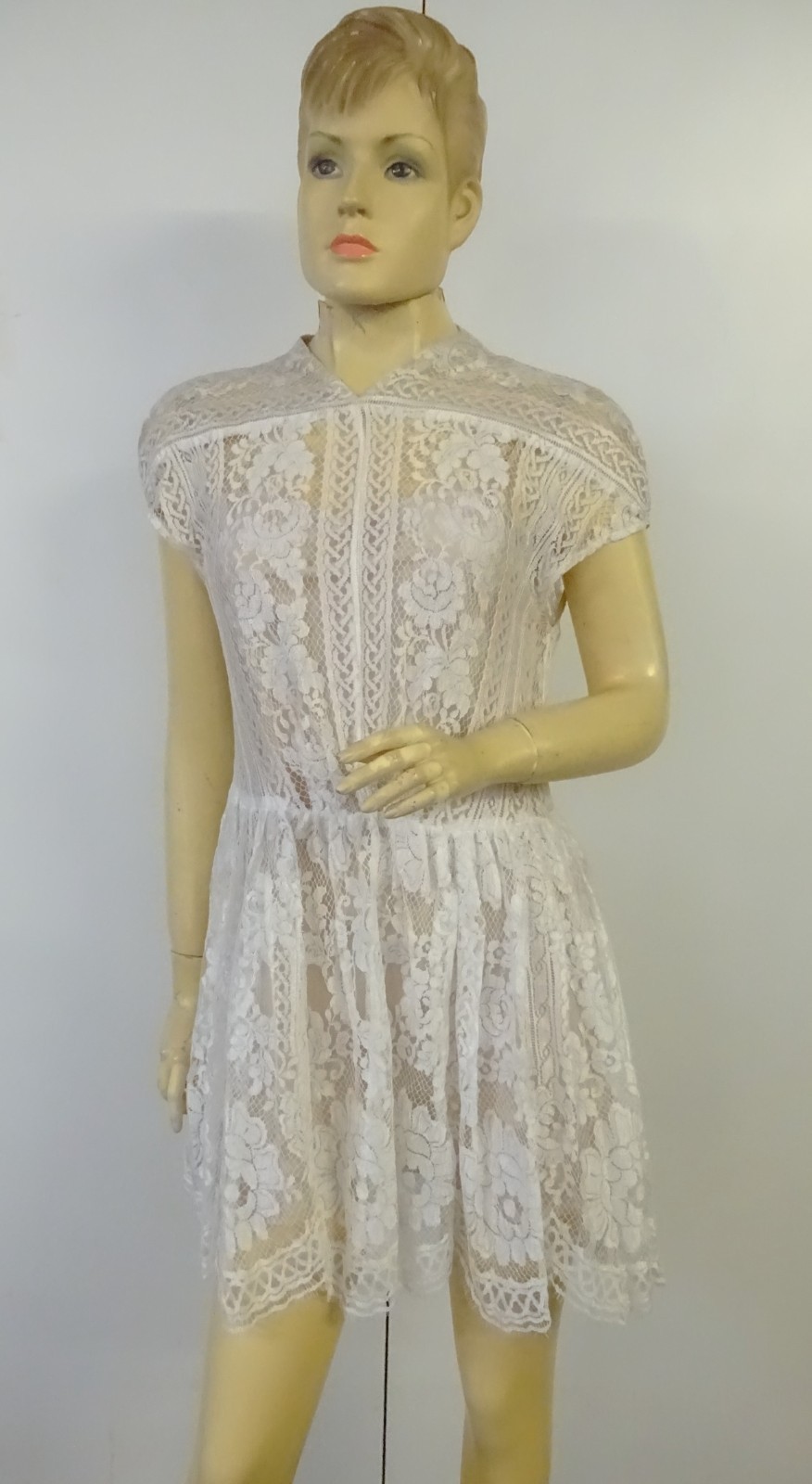 New LOVER THE LABEL White Magick ‘Wiccan’ Ivory Lace Mini Dress & Slip Size 10