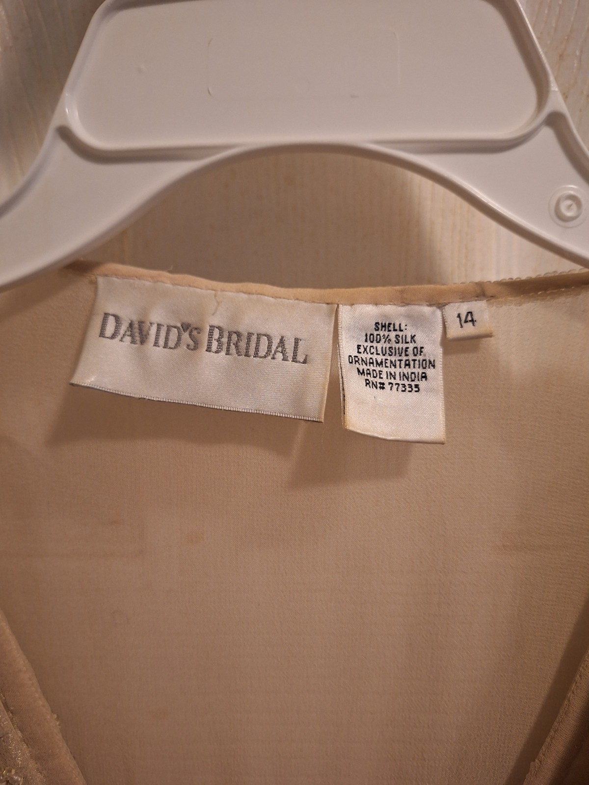 Vtg Davids Bridal art deco ivory 1920s style Silk bead wedding dress 2 pc sz 14