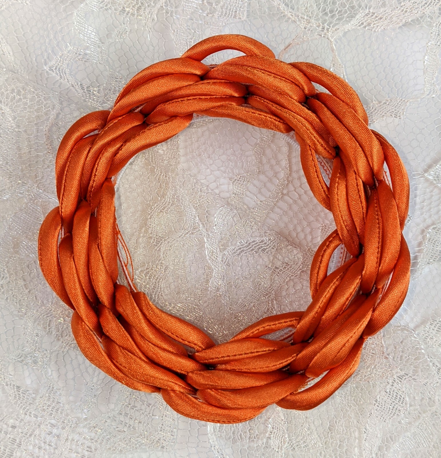 Orange Satin Corset Loops Lacing Looping Corset Back Lace-Up Zipper Replacement