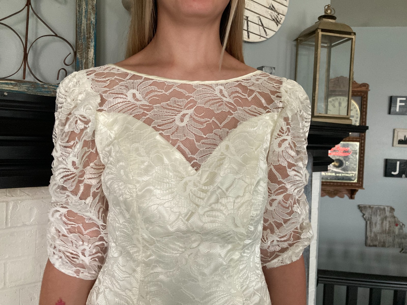 Taffeta & Lace Wedding Dress, Size 7/8 – AE dcq