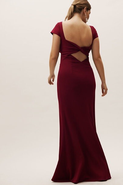 BHLDN Madison Maxi Dress Gown by Katie May Size 12 Burgundy $280
