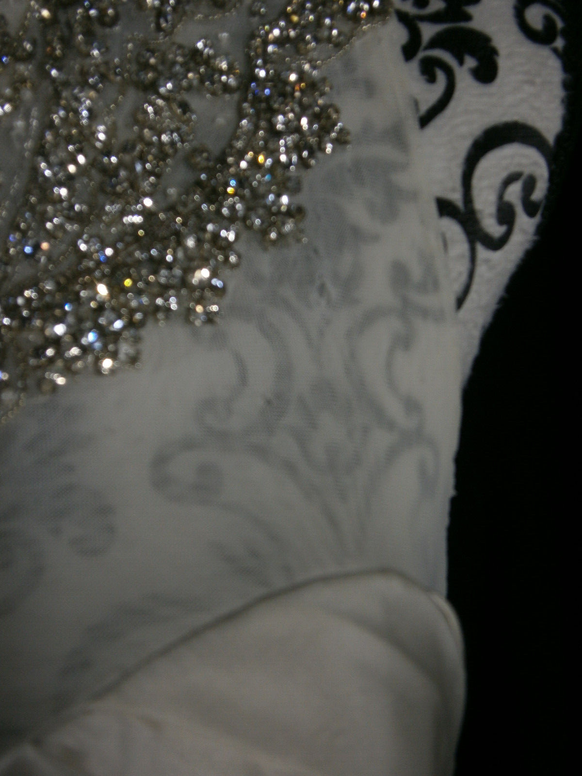 Cristiano Lucci Wedding Dress 6-10 Satin Illusion Crystals Fit & Flare Ruching