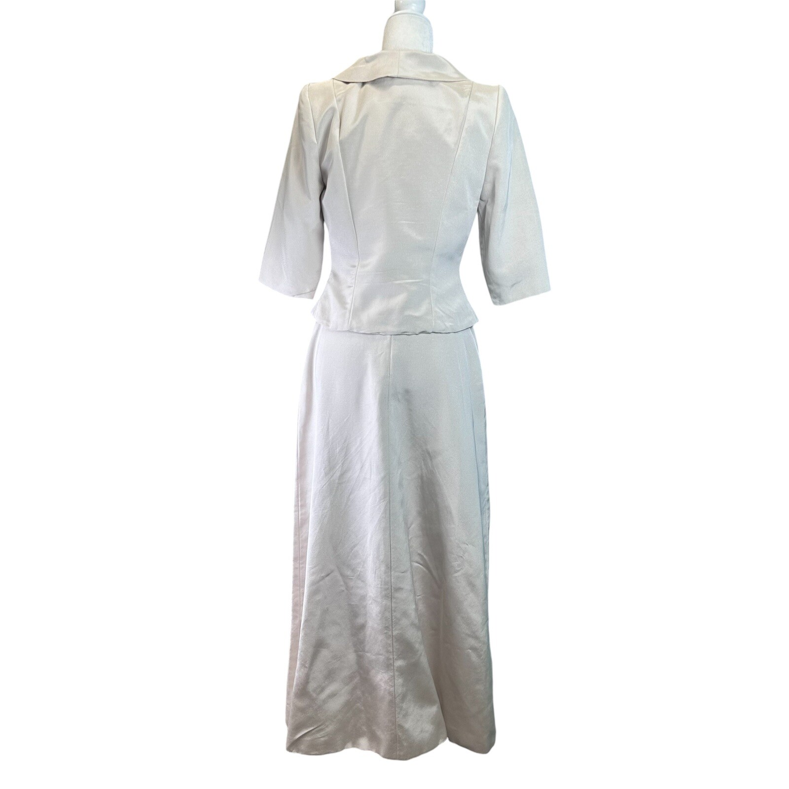 Vintage Formal Wedding Two 2-Piece Watters & Watters Modern Size 8 Ivory Satin