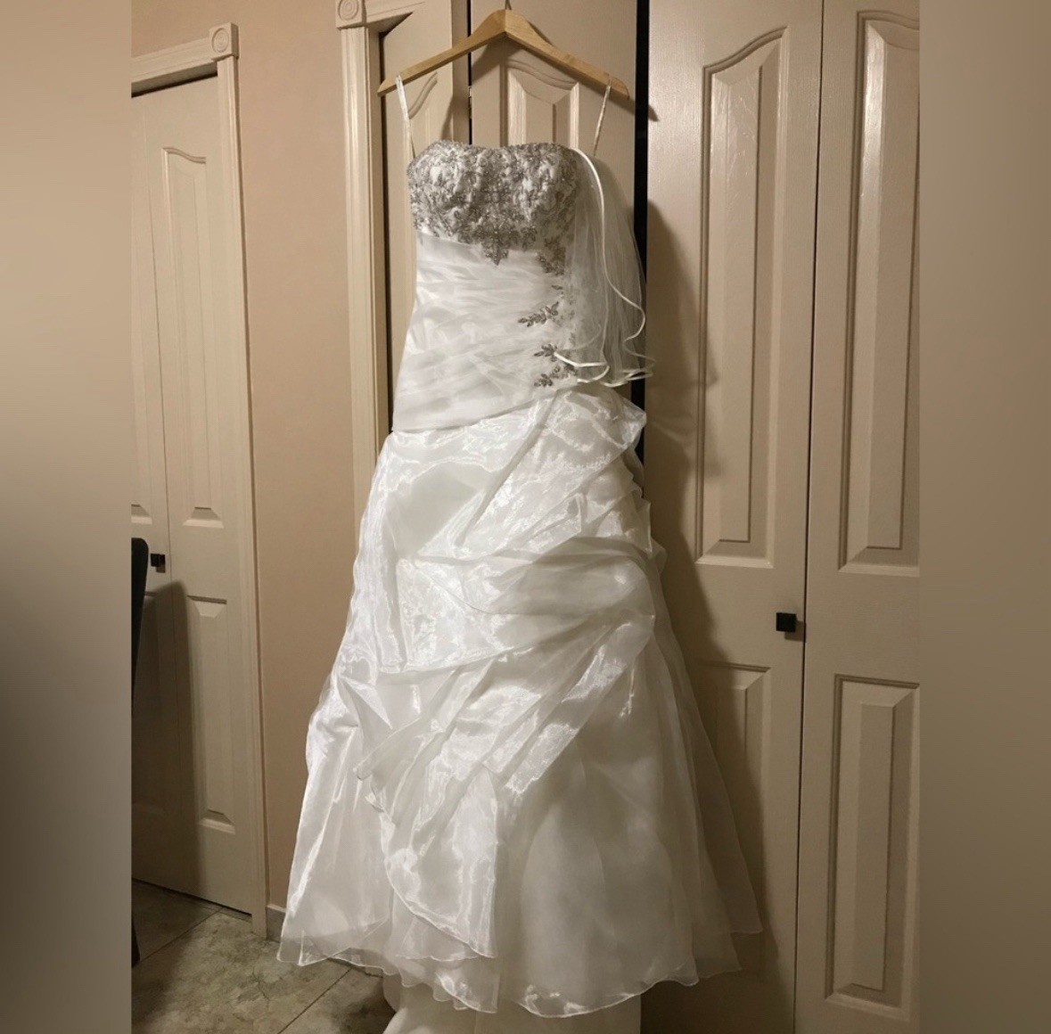 Ella Rosa Wedding Dress Ivory, Veil size 6 Corset Back Fits Size 4-8