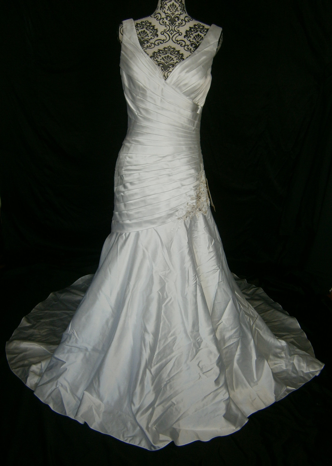 Perfect Wedding Dress Ilene 12 White Satin Off Shoulder Ruching Ballgown NWT
