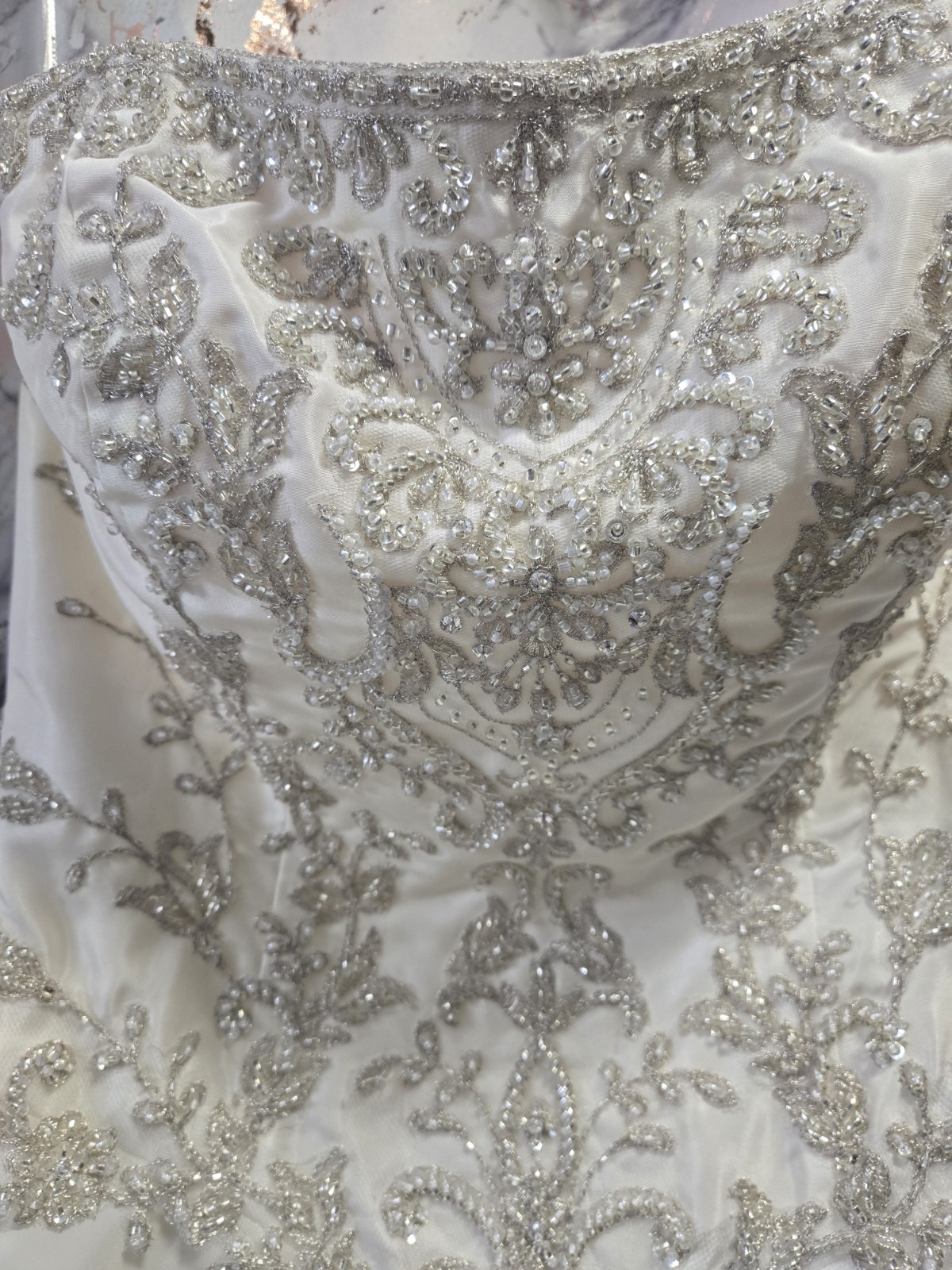 Venus Strapless Ivory Ball Gown Wedding Dress Taffeta Beading Embroidery Size 10