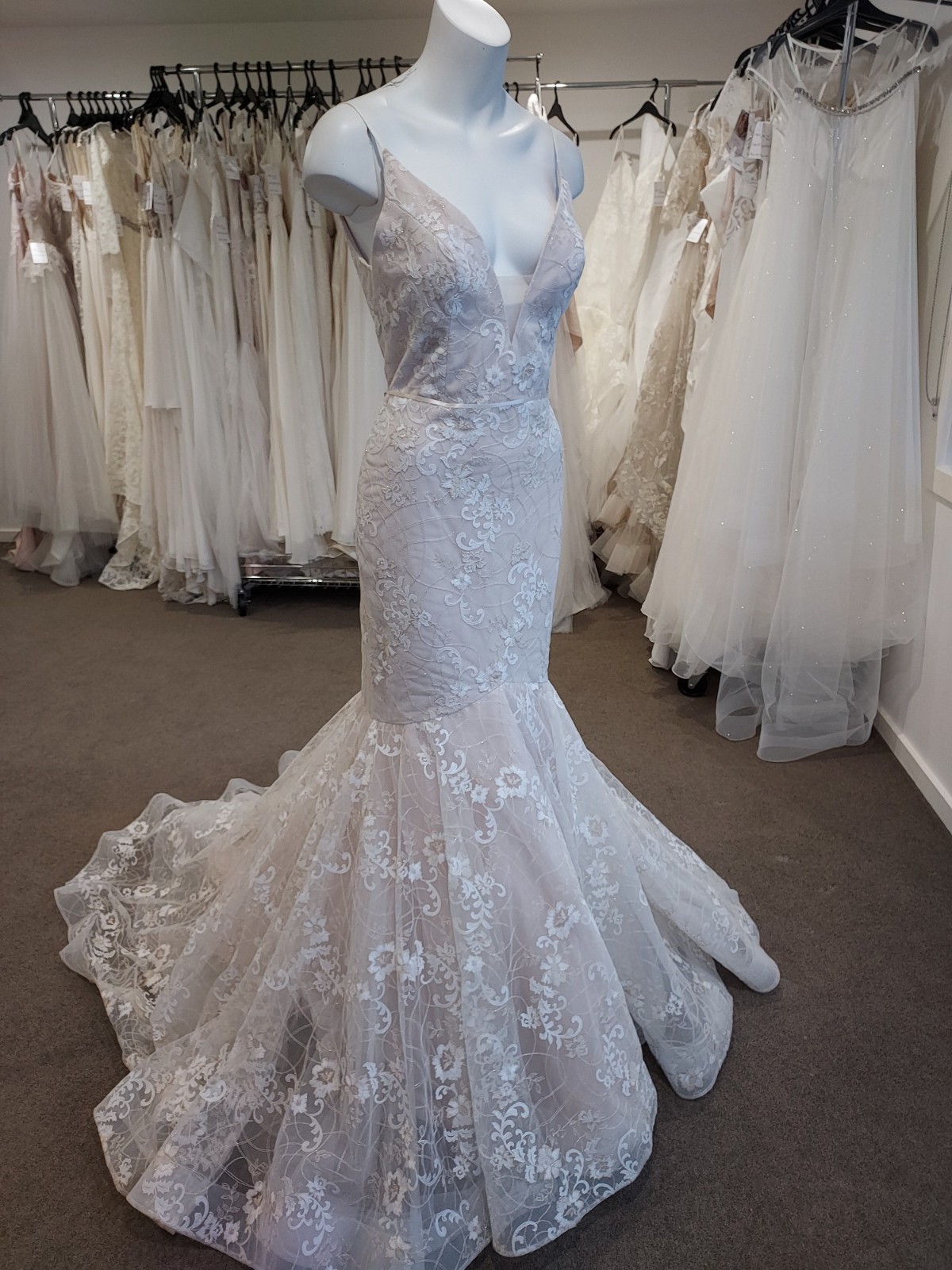 Tara Keely 2751 Ivory Wedding Dress 12 Lace Straps Illusion V Open Back USA
