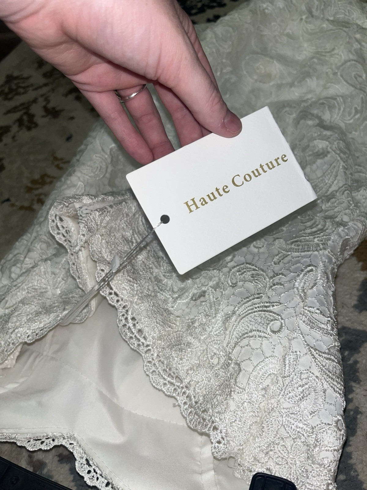 Juliet’s Size 10 Ivory Strapless Lace A-Line Full-Length Dress w/ Tulle